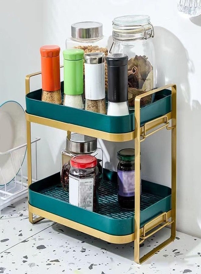 Ndola Two-Tier Multi-Functional Storage Organizer with Removable Drain Tray, Cup/Mug Holder Shelf, BPA Free (Green) (1) - Image 2